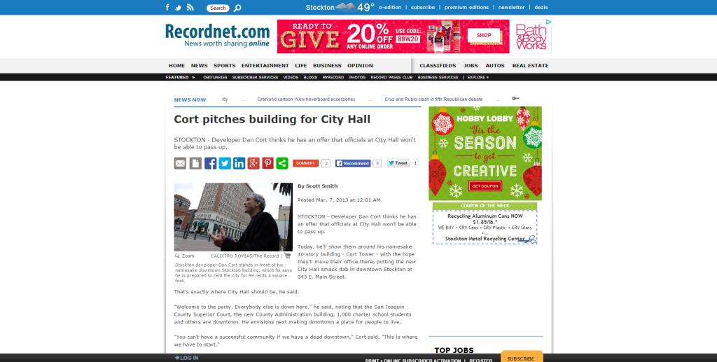 Cort pitches building for City Hall   News    recordnet.com   Stockton  CA thumb