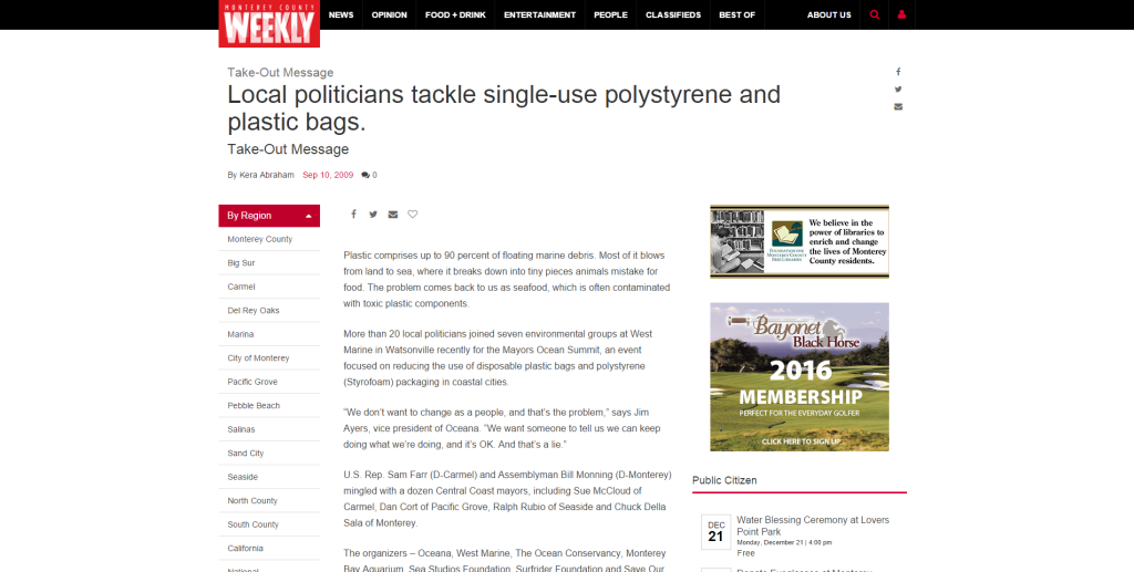 Local politicians tackle single use polystyrene and plastic bags.   Local News   montereycountyweekly.com thumb